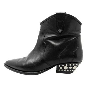 Isabel Marant Dawyna Studded Western Ankle Boots Black Leather EU 41